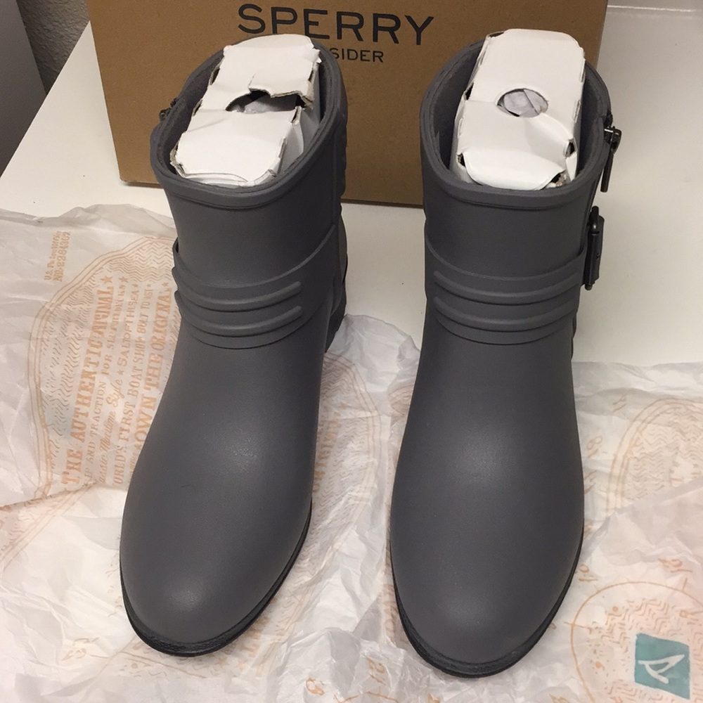 Brand New Sperry Grey Rain Boots